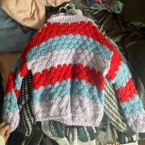 turtleneck colorful chinky knit